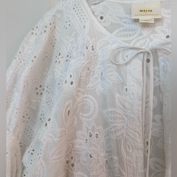 Anthropologie Maeve Cotton Lace Open Cardigan Tie Front Tassel - Picture 5 of 12